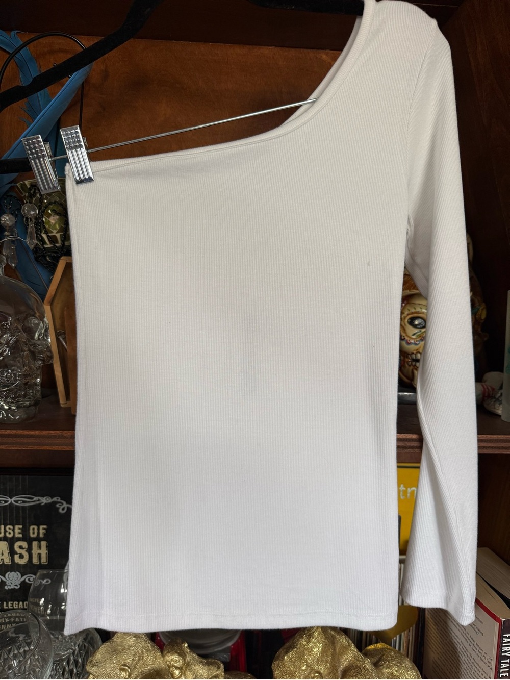 Joah Brown - One-Shoulder Ribbed Long Sleeve Top - White - Women’s M/L